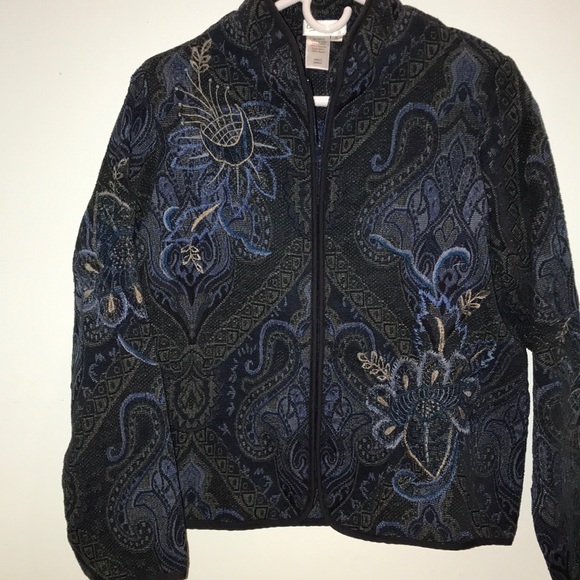 Coldwater Creek size LP front zip tapestry jacket. Beautiful colors! - Picture 1 of 7